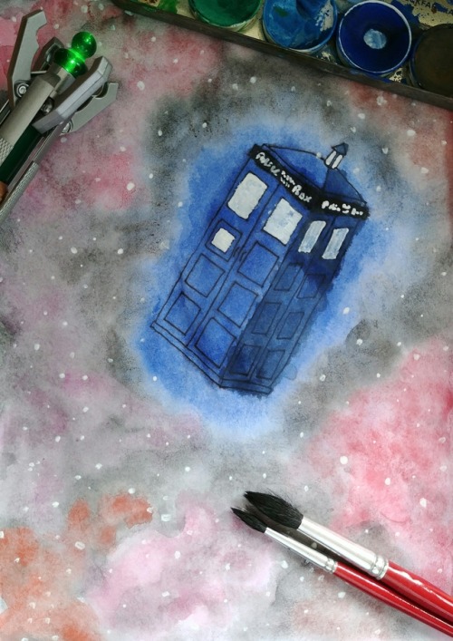 500x707 Tardis Watercolor Tumblr - Tardis Watercolor