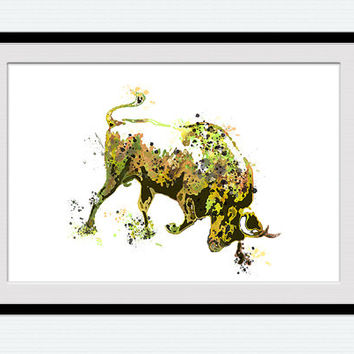 354x354 Red Bull Watercolor Poster Bull Colorful From Colorfulprint - Taurus Watercolor