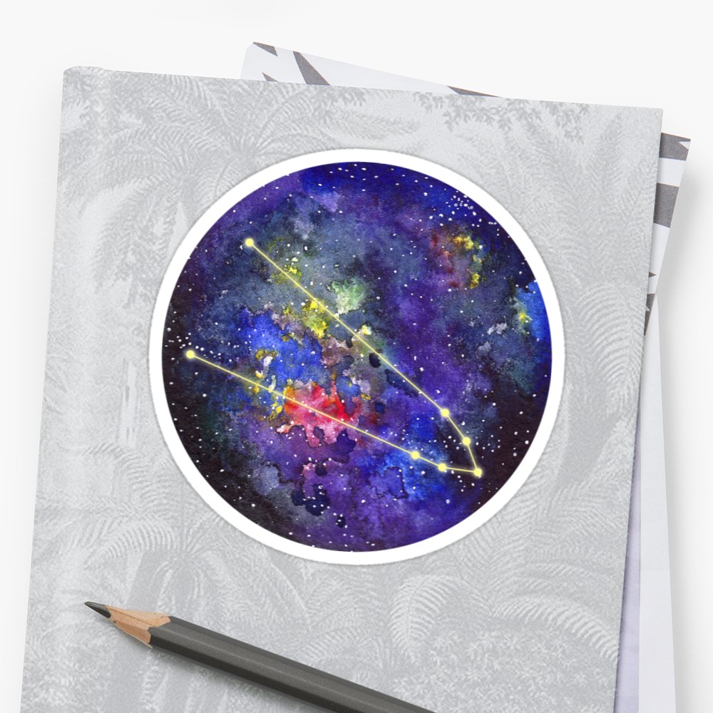 1000x1000 Taurus Constellation Watercolor Galaxy Stickers By Alena - Taurus Watercolor