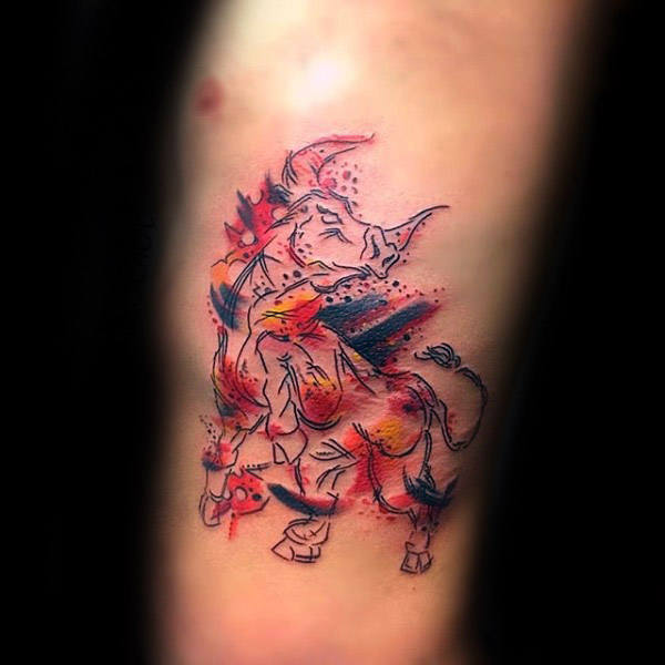 600x600 75 Taurus Tattoos For Men - Taurus Watercolor