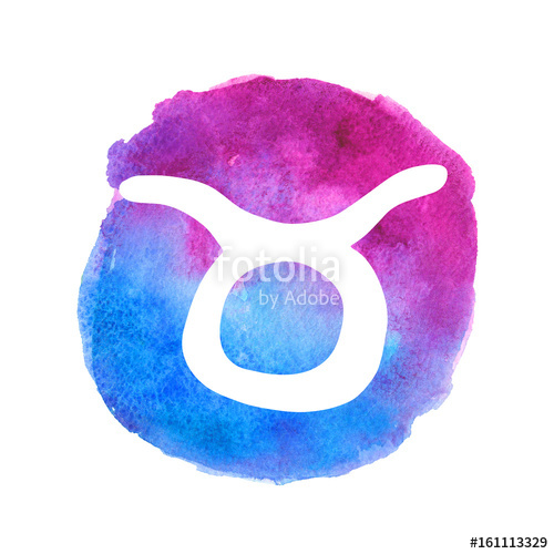 500x500 Taurus Sign On Watercolor Background Stock Photo And Royalty Free - Taurus Watercolor