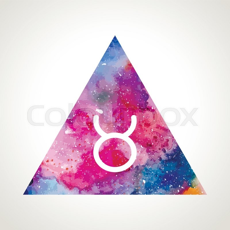 800x800 Taurus Zodiac Sign On Watercolor Triangle Background. Astrology - Taurus Watercolor