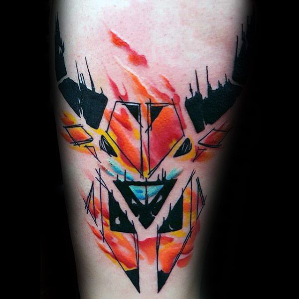 600x600 75 Taurus Tattoos For Men - Taurus Watercolor Tattoo