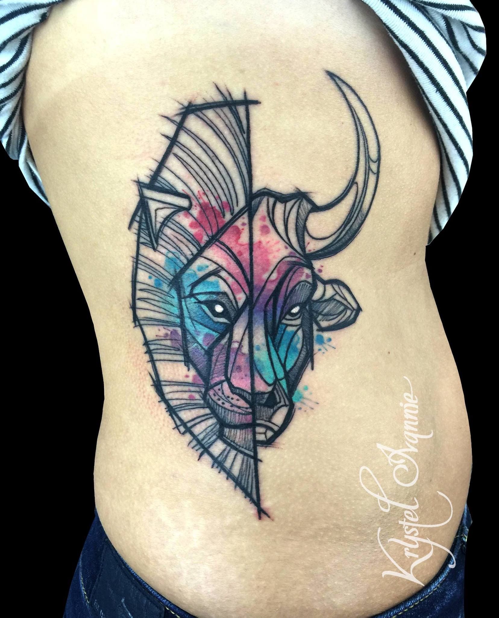 1656x2048 Leo Amp Taurus Tattoo Watercolor Tattoos By Krystel Ivannie - Taurus Watercolor Tattoo