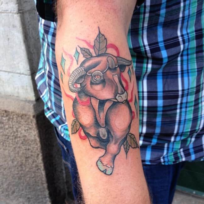 650x650 Taurus Tattoos For Men - Taurus Watercolor Tattoo