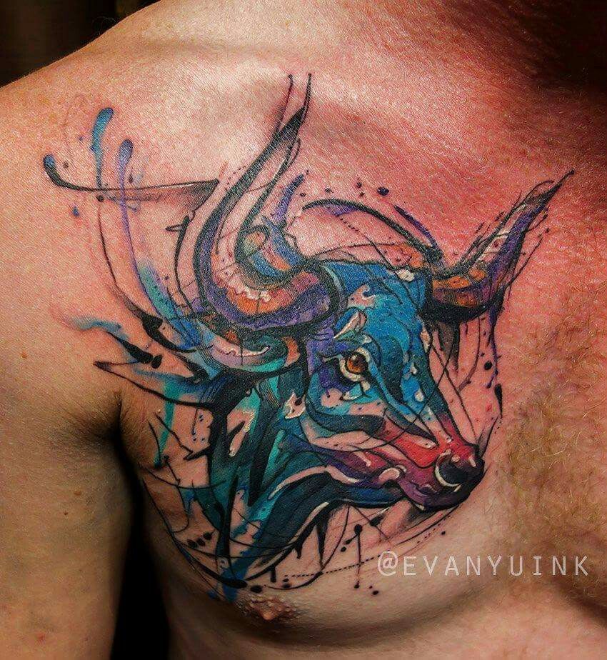 850x924 Watercolour Bull Done By Evan And Chronic Ink In Toronto Tattoos - Taurus Watercolor Tattoo