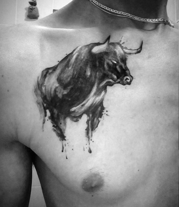 600x694 72 ~ Taurus Tattoos - Taurus Watercolor Tattoo