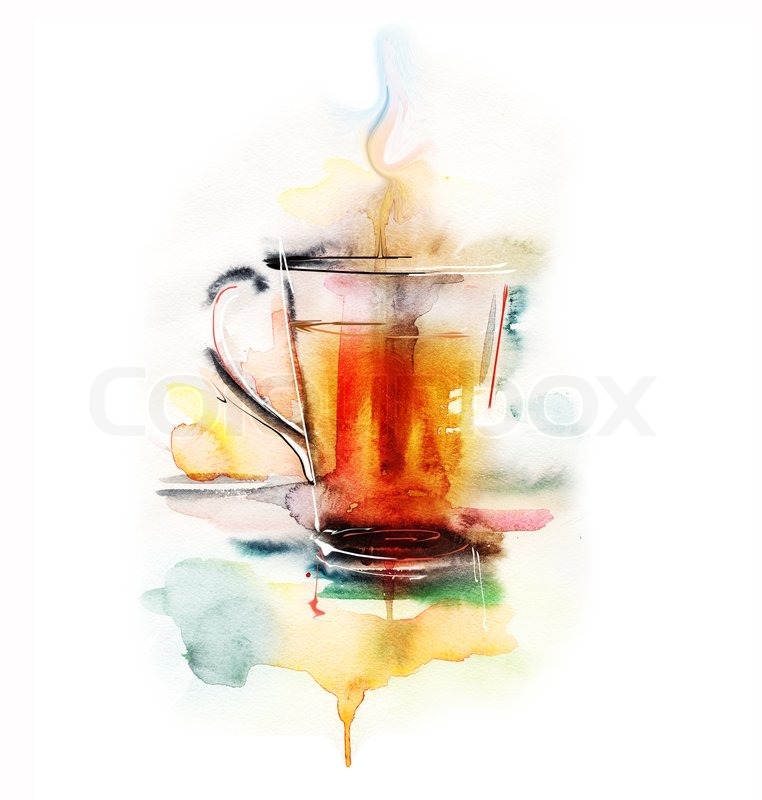762x800 Glass With Black Tea. Watercolor Painting Stock Photo Colourbox - Tea Watercolor