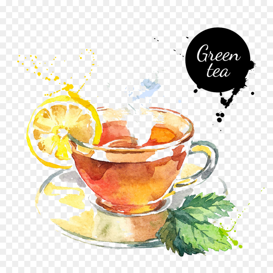 900x900 Green Tea Watercolor Painting Drawing - Tea Watercolor