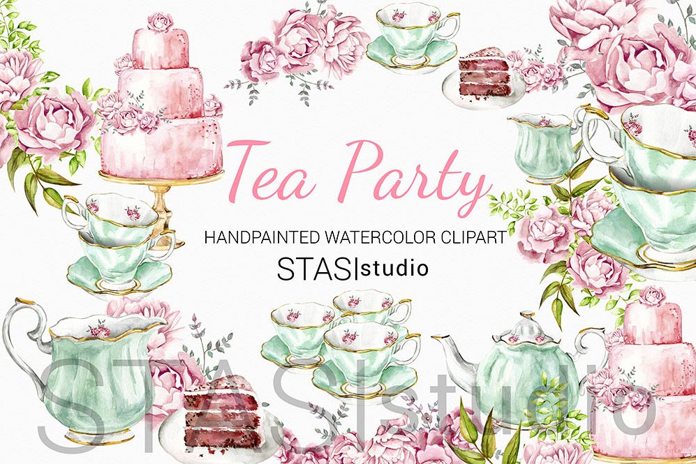 997x665 Tea Party Watercolor Clipart - Tea Watercolor