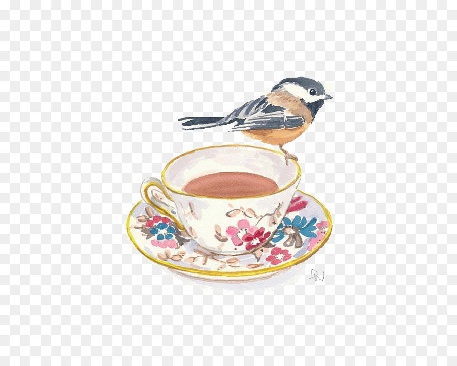 900x720 Teacup Coffee Watercolor Painting - Tea Watercolor