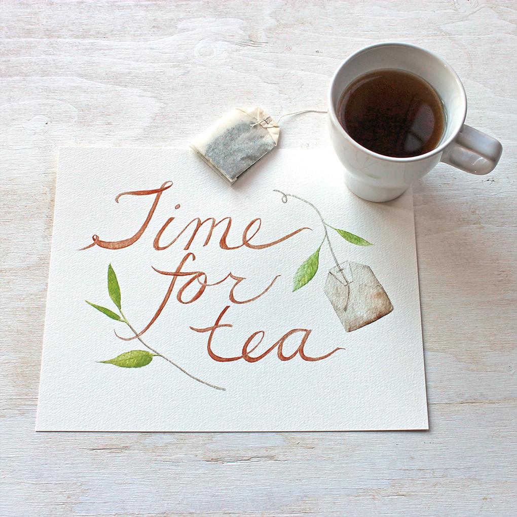 1020x1020 Time For Tea Watercolor Print Trowel And Paintbrush - Tea Watercolor