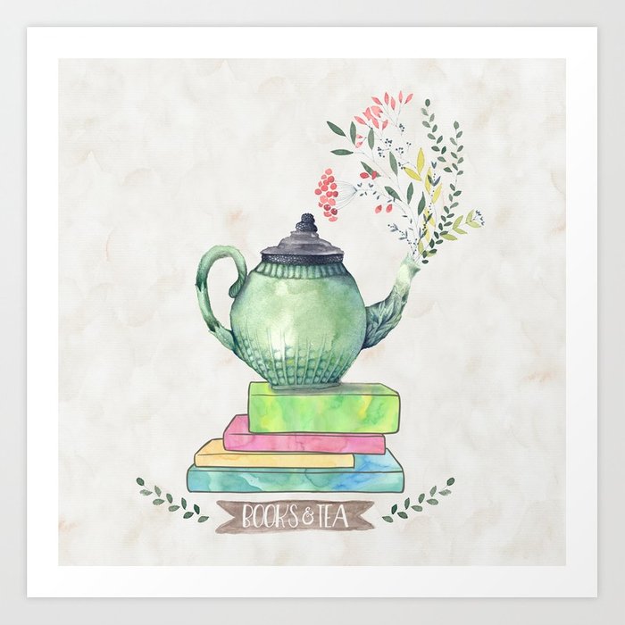 700x700 Books Amp Tea Watercolor Art Print By Evieseo Society6 - Tea Watercolor