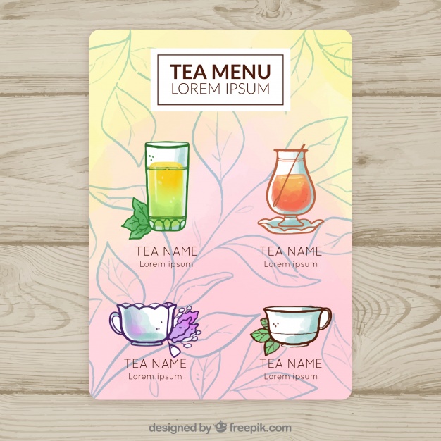 626x626 Watercolor Tea Menu Template Vector Free Download - Tea Watercolor
