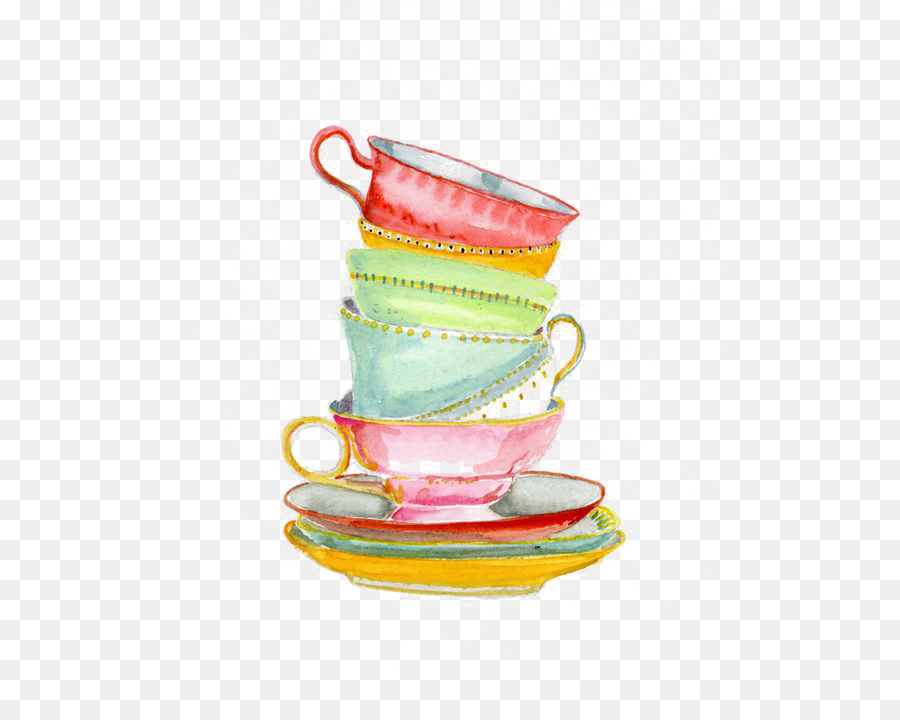 900x720 Teacup Coffee Watercolor Painting - Teacup Watercolor