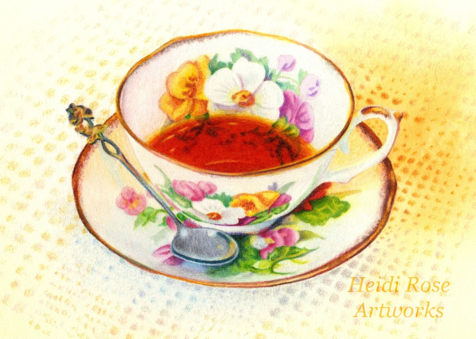 1600x1139 Heidi Rose Artworks A Tale Of Two Teacups - Teacup Watercolor