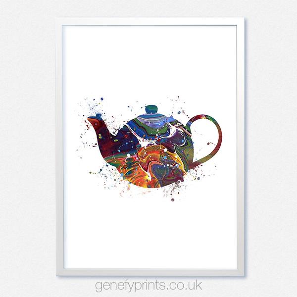600x600 Teapot Watercolor Art Print - Teapot Watercolor