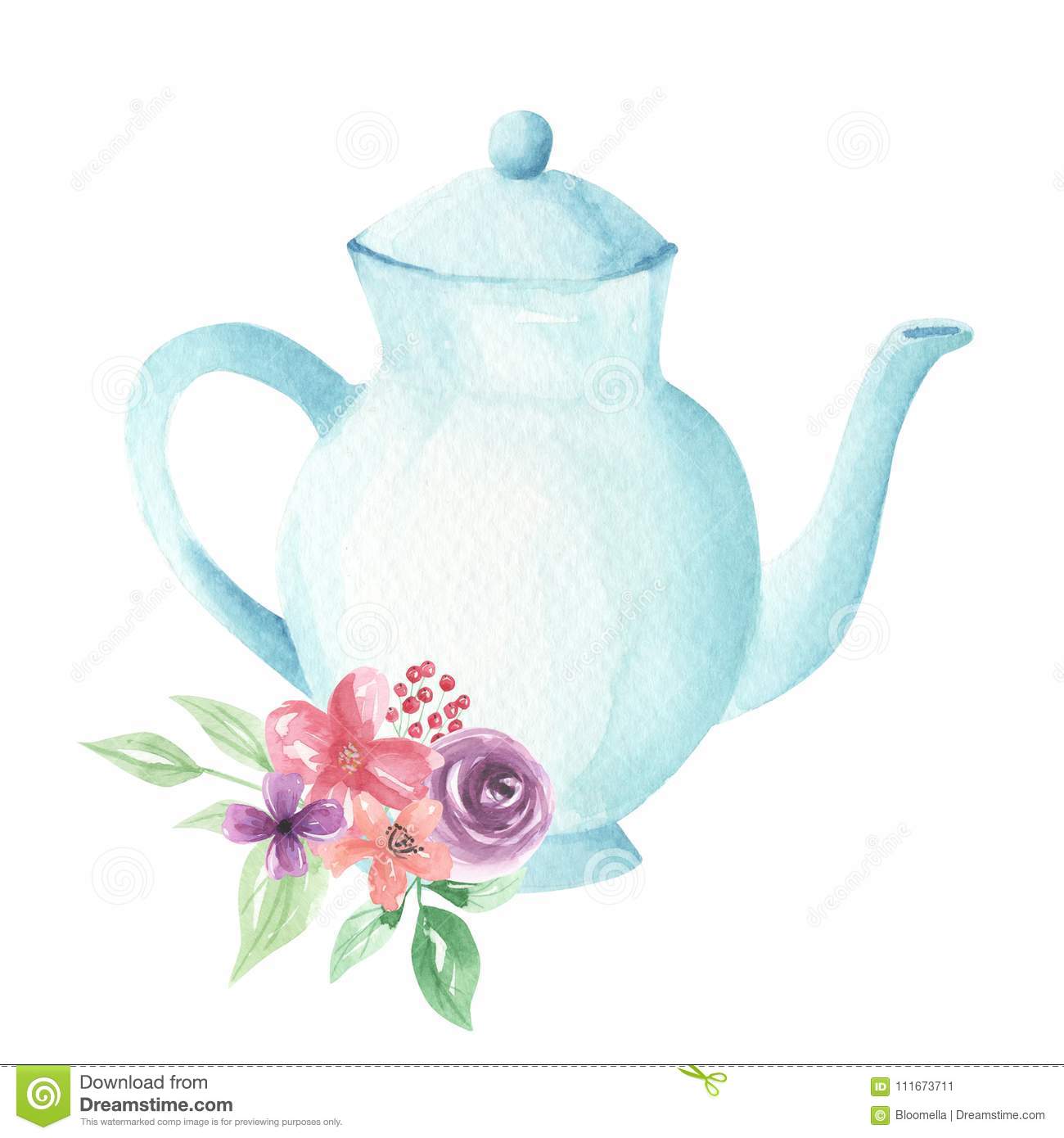 Teapot Watercolor at PaintingValley.com | Explore collection of Teapot ...