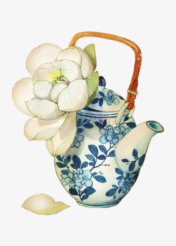600x837 Hand Painted Blue And White Porcelain Watercolor Teapot - Teapot Watercolor