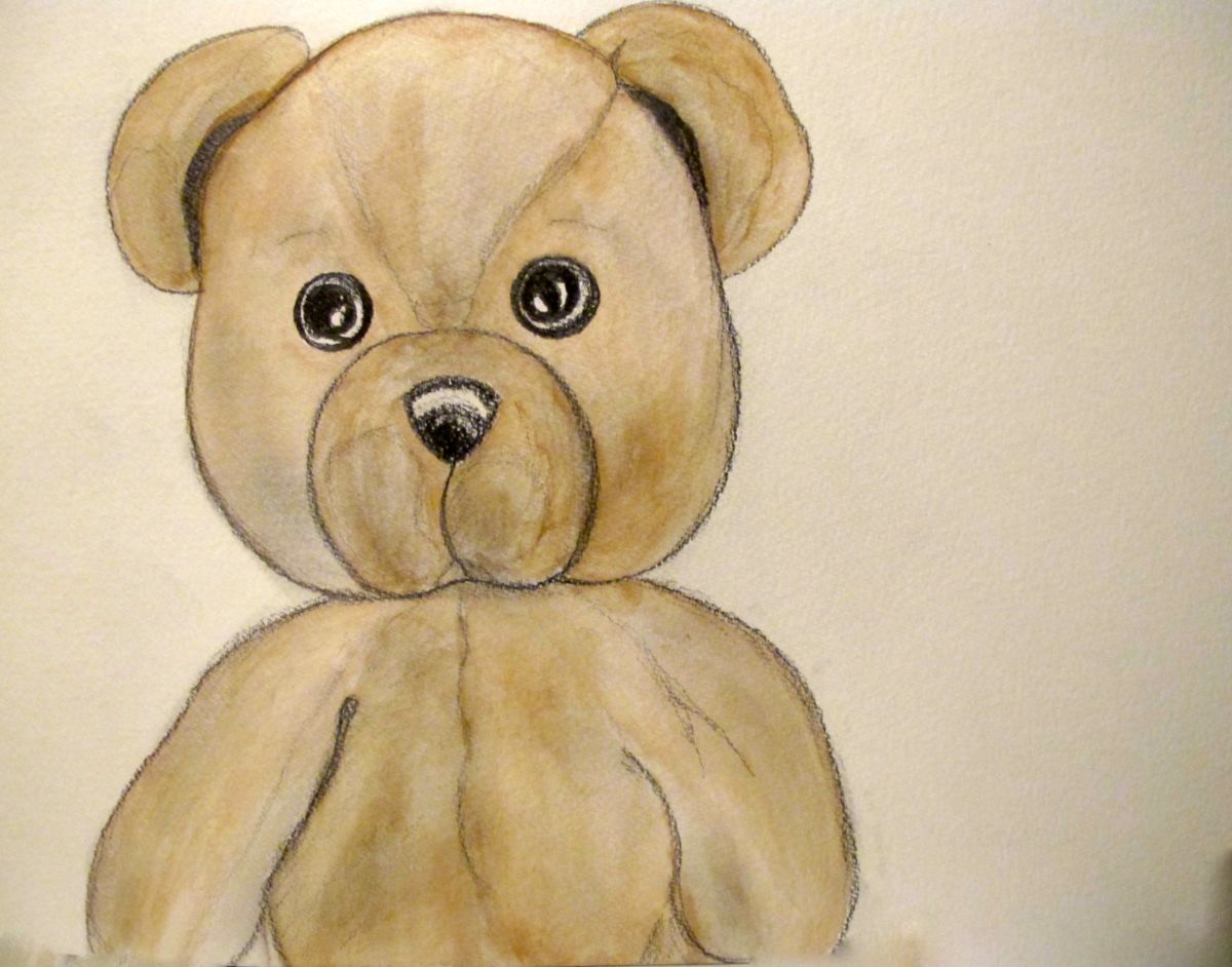 1200x942 Teddy Bear, Portrait ( Watercolor ) (Liza Peninon) - Teddy Bear Watercolor
