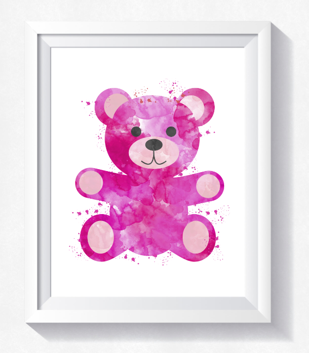 626x714 Watercolor Teddy Bear Printable, Nurser Design Bundles - Teddy Bear Watercolor