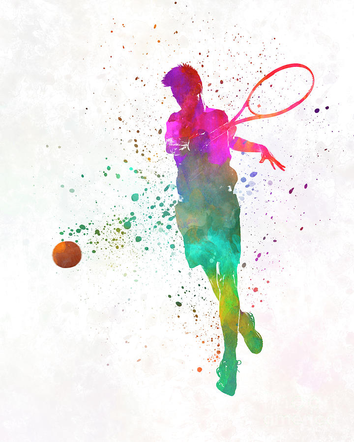 720x900 Man Tennis Player 01 In Watercolor Painting By Pablo Romero - Tennis Watercolor