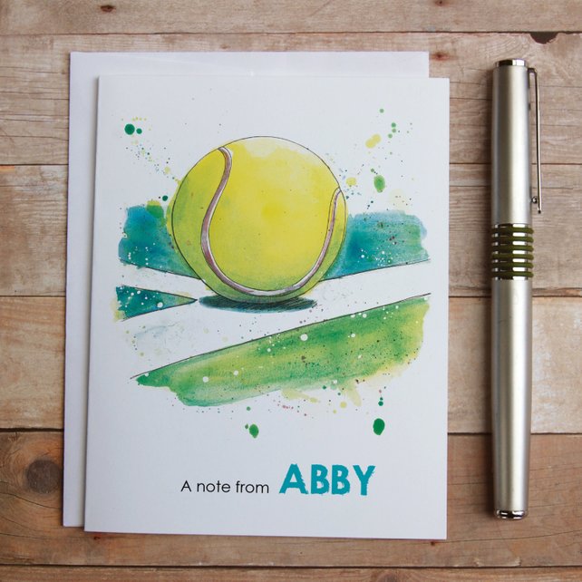 642x642 Personalized Tennis Note Cards Watercolor Tennis Ball Card Etsy - Tennis Watercolor
