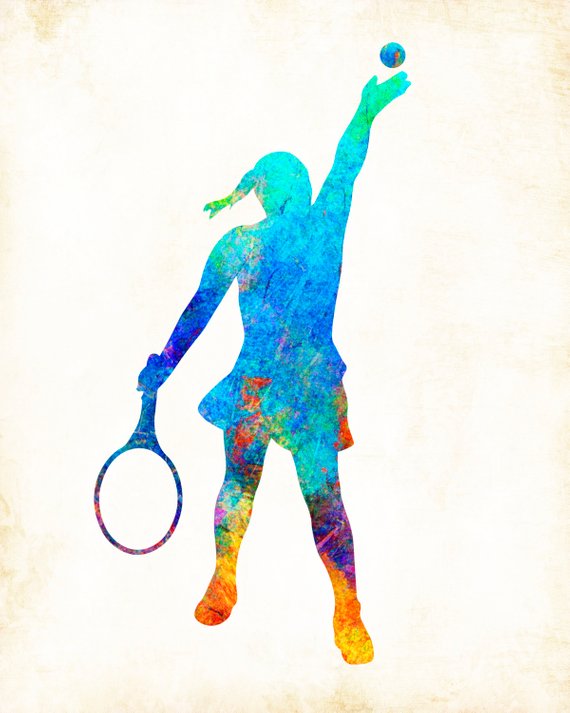 570x713 Tennis Player 4 Watercolor Art Print Signed By Dan Morris Etsy - Tennis Watercolor