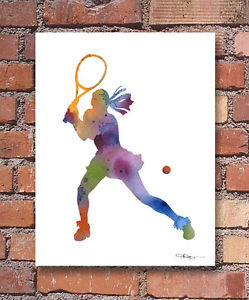 249x300 Tennis Player Abstract Watercolor Painting Art Print By Artist Dj - Tennis Watercolor