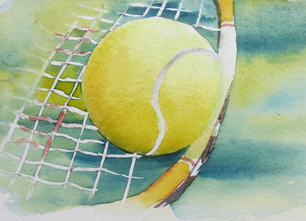 600x433 Watercolours By Polly Birchall Wimbledon Wanderings - Tennis Watercolor