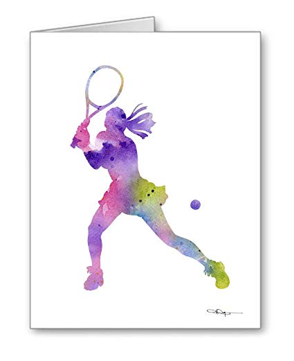 425x521 Tennis Player Set Of 10 Art Note Cards By - Tennis Watercolor