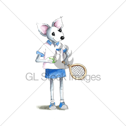 500x500 Watercolor Tennis Mouse Gl Stock Images - Tennis Watercolor