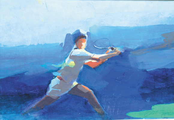 580x401 Art Of Kuzma Sports Original Tennis Watercolor ,acrylic - Tennis Watercolor