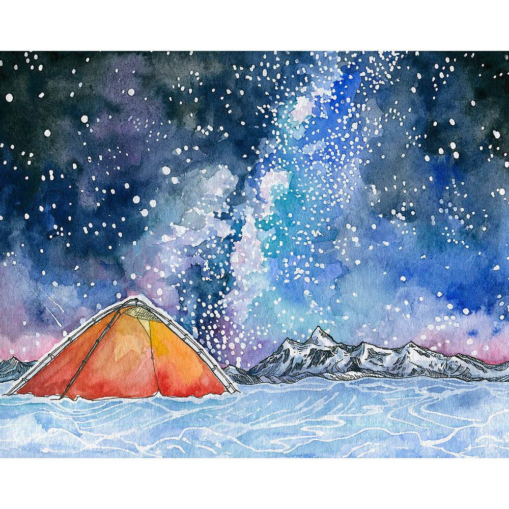 1000x1000 Red Tent - Tent Watercolor
