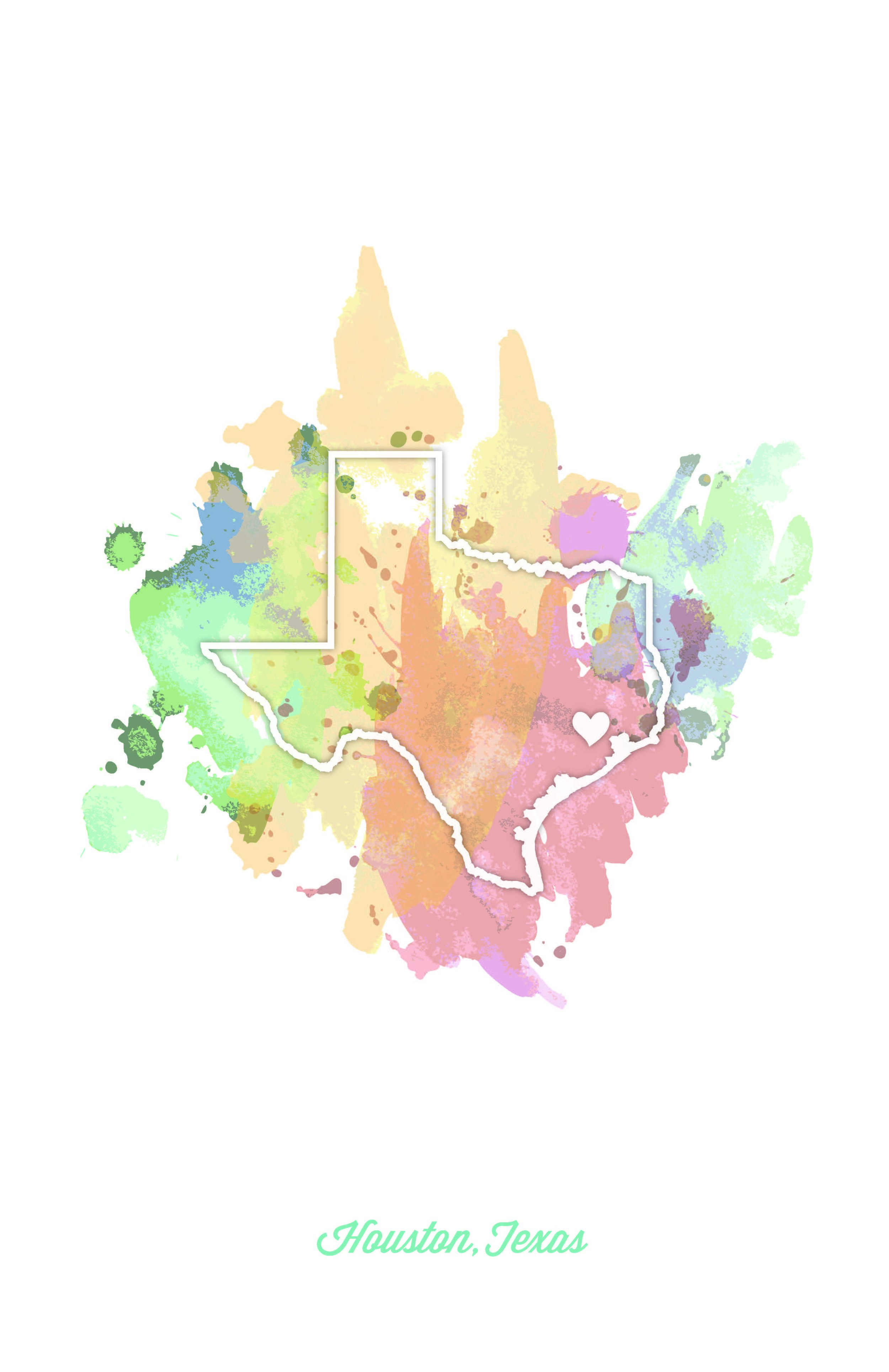 2500x3861 Houston, Texas Watercolor Print File - Texas Watercolor