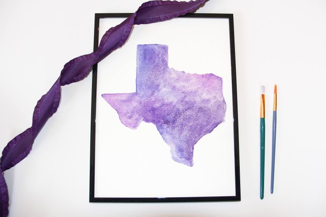 642x428 Shades Of Purple Texas Watercolor Custom State Watercolor Etsy - Texas Watercolor
