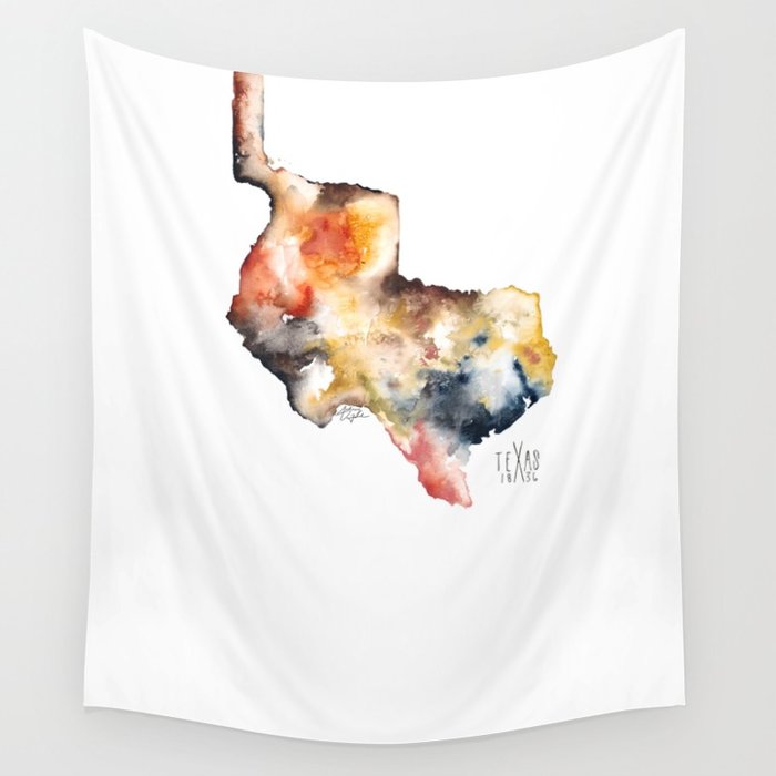 700x700 Texas Map Republic Of Texas Watercolor Wall Tapestry By - Texas Watercolor