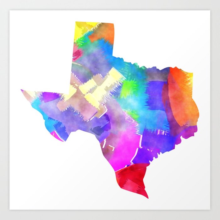 700x700 Texas Watercolor Art Print By Prawny Society6 - Texas Watercolor