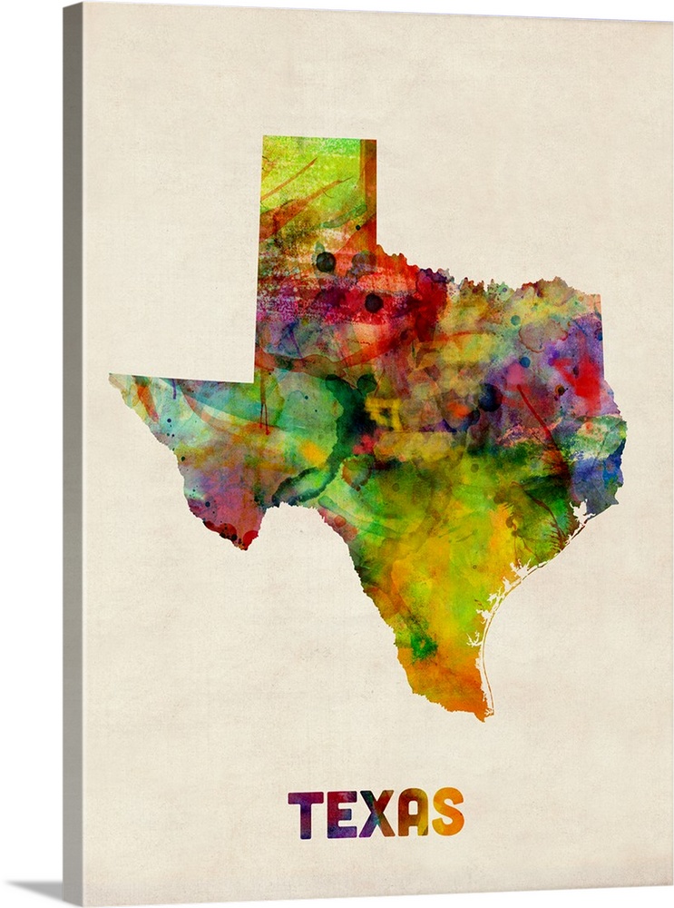 743x1000 Texas Watercolor Map Wall Art, Canvas Prints, Framed Prints, Wall - Texas Watercolor