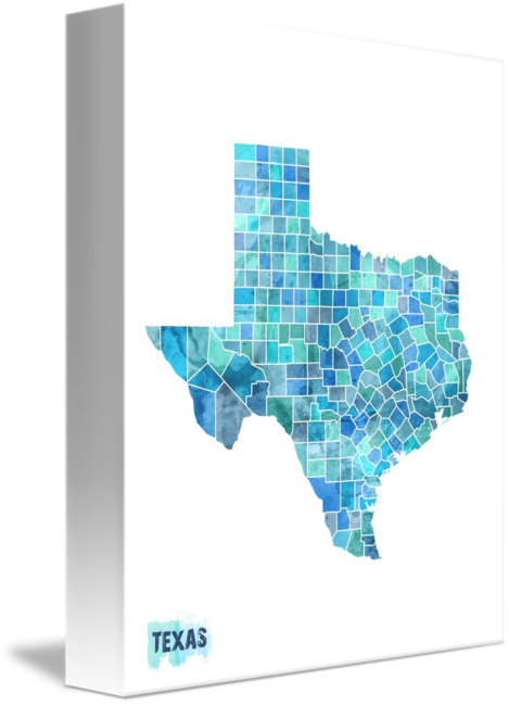 469x650 Texas Watercolor Map By Michael Tompsett - Texas Watercolor