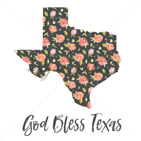 600x600 Adorable Watercolor Texas Art Printable - Texas Watercolor