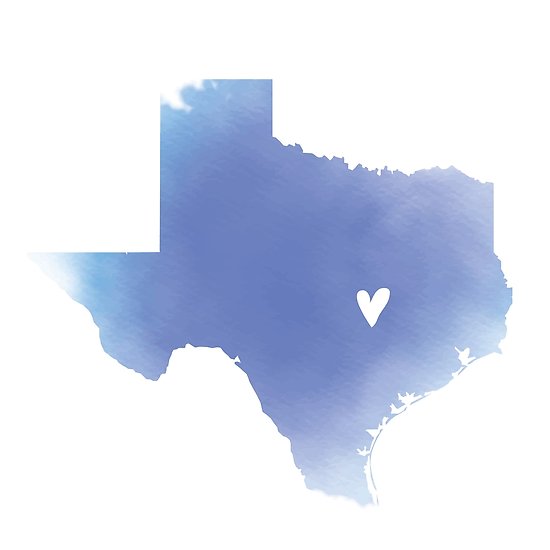 550x550 Blue Texas Watercolor Map Posters By Miluri Redbubble - Texas Watercolor