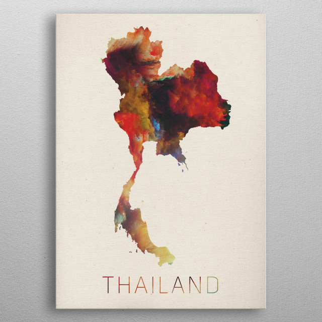 640x640 Thailand Watercolor Map By Design Turnpike Metal Posters - Thailand Watercolor