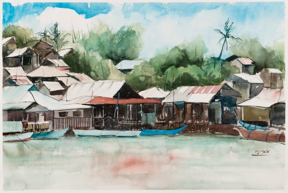 570x383 Urban Landscape Pang Lo Thailand Watercolor Painting Etsy - Thailand Watercolor