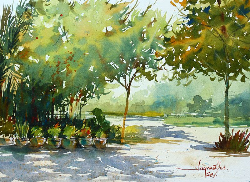 800x582 Watercolor Painting By Sarayuth Mepan Thailand Watercolor - Thailand Watercolor