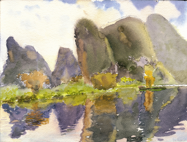 600x455 David E. Dallison Asia Watercolor Paintings (China, Thailand - Thailand Watercolor