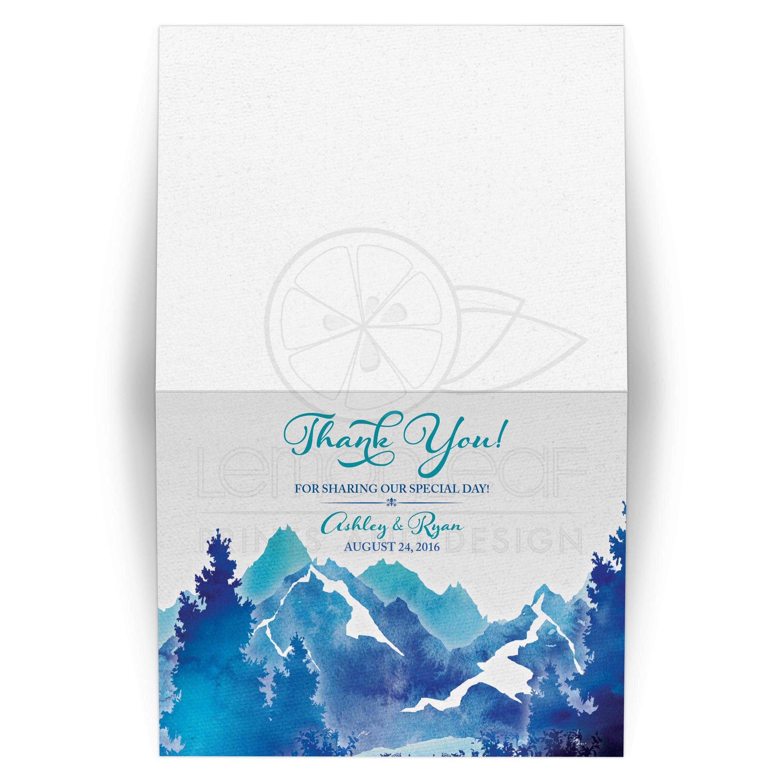 2738x2738 Mountain Wedding Thank You Card Watercolor Royal Blue Turquoise - Thank You Watercolor