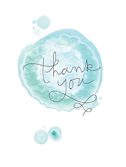 415x550 Note Card Watercolor Blue Thank You - Thank You Watercolor