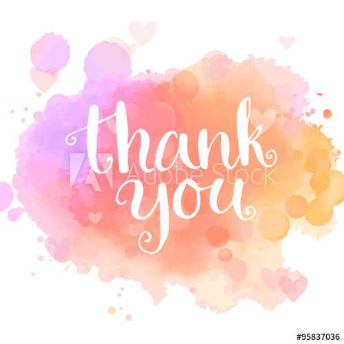 500x500 Thank You Card. Handwritten White Phrase On Pink Watercolor - Thank You Watercolor