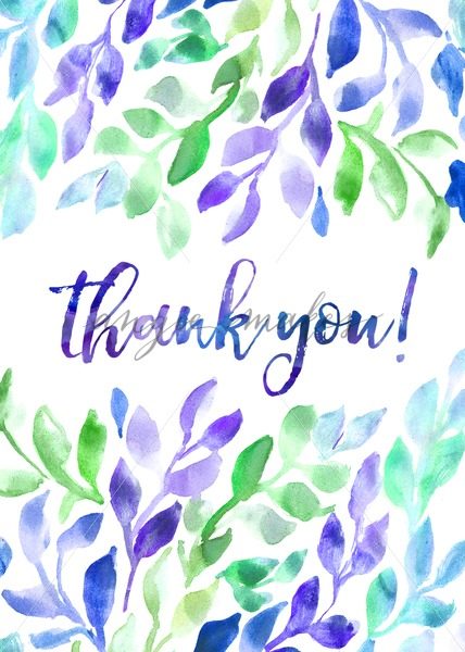 428x600 Watercolor Leaves Thank You Note - Thank You Watercolor